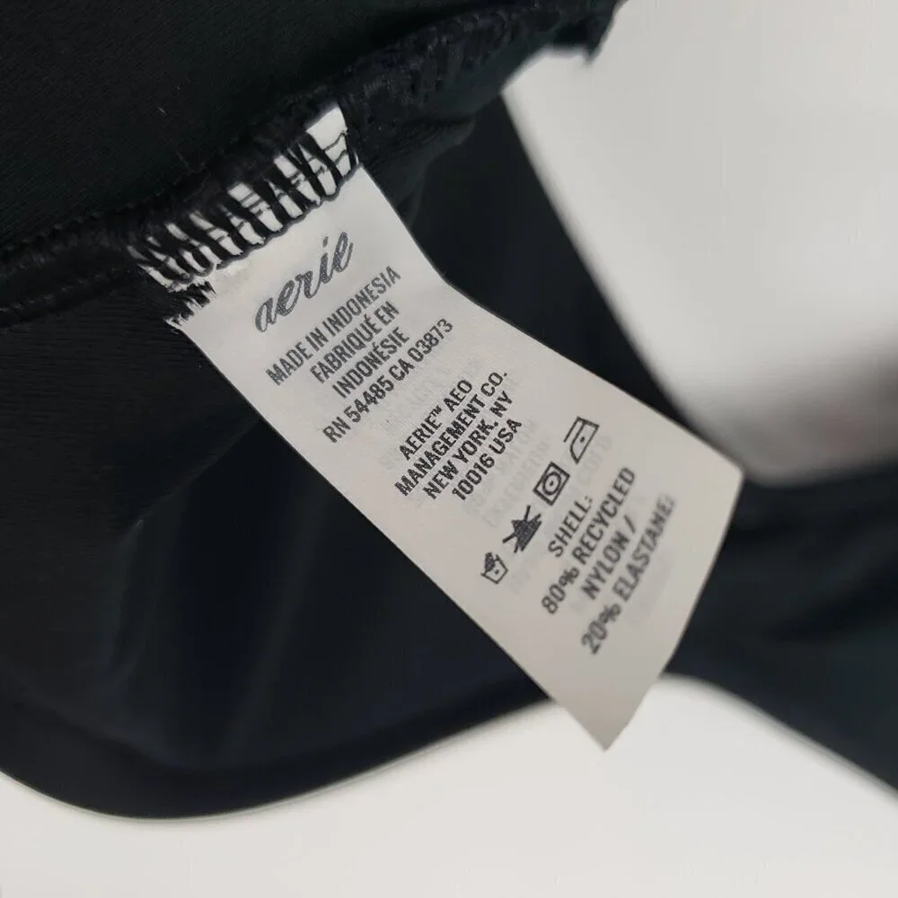 Aerie Scoop Neck Bikini Top Black Minimalist Swim NWT Size XXL